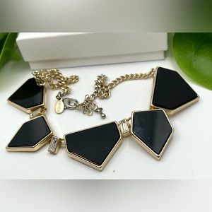 Express Statement Necklace - Gold & Black Triangles
